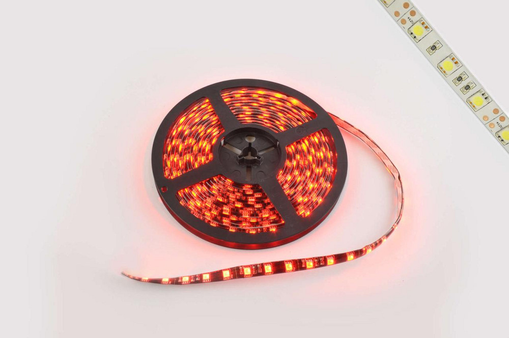Стрічка світлодіодна SMD 5050 (червона, вологостійка, 30 кріст/1м, бухта 5м) Мукачево - фото 1