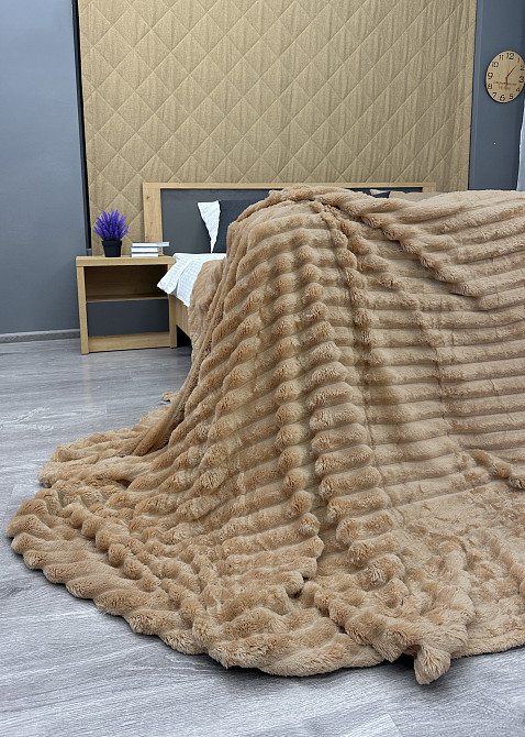 Плед-покривало смужка Шарпей 210х220 см (+-10см) Карамельний (87-201) Київ - фото 7