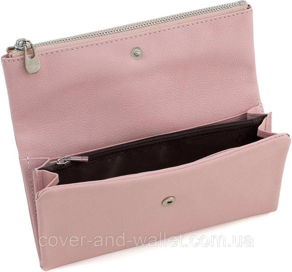 Гарний пудровий жіночий гаманець на кнопці та змійці ST Leather 269 Київ - фото 3