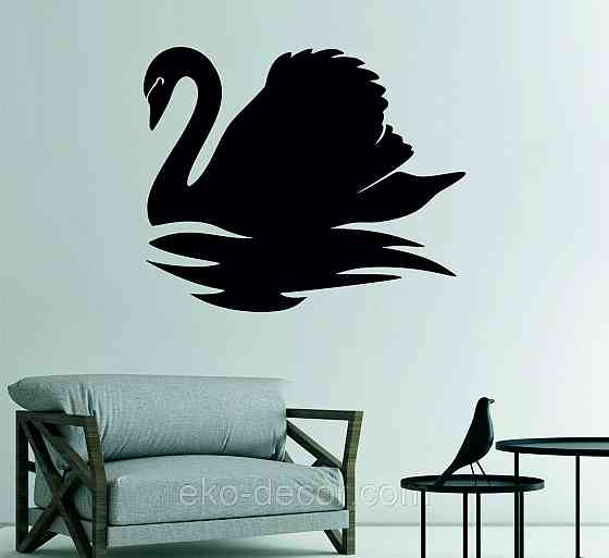 Декоративне настінне Панно «Лебідь», Декор на стіну 110*90 см, Чорний Київ