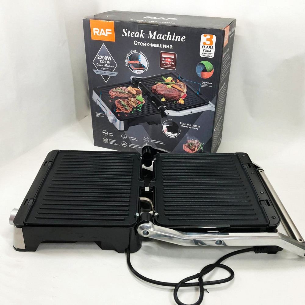 Електричний гриль для м'яса RAF, Контактні притискні грилі, Електро гриль сендвічниця бутербродниця TG-34 Івано-Франківськ - фото 2