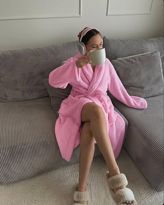 Женский уютный теплый халат «ЗЕФИРКА» с поясом Махра Тедди Одесса - изображение 6