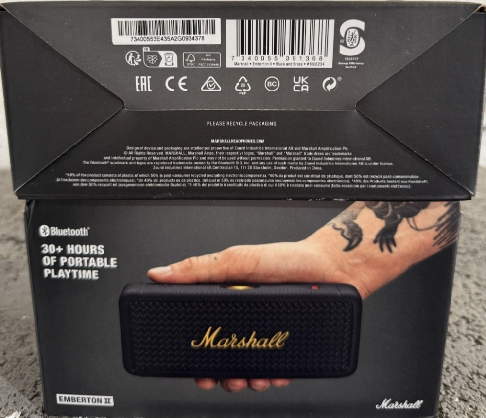 Нова портативна акустика Marshall Portable Speaker Emberton II Black and Brass (1006234) Киев - изображение 1