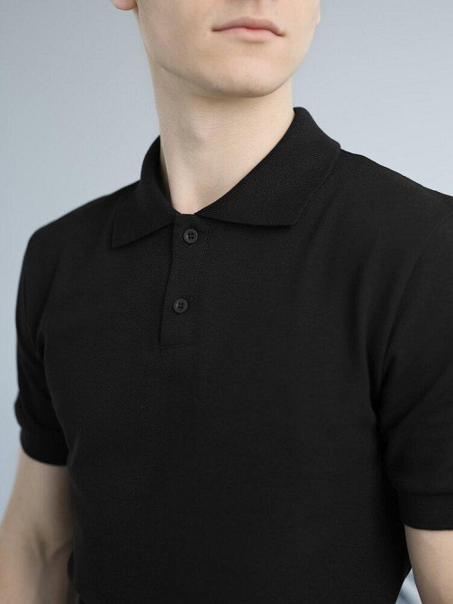 Черная футболка поло весенняя черная. Легкое летнее мужское черное поло Pobedov Royal Киев - изображение 6