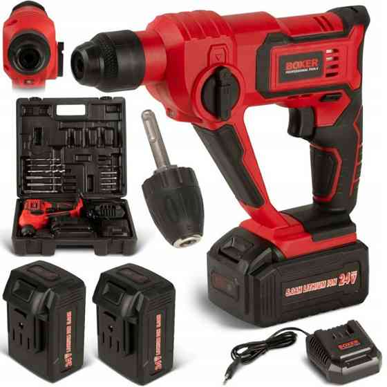 SR-150 Акумуляторний перфоратор SDS+ 2×24 В, м'яка ручка, 2 батареї, набір свердел та насадок Одеса