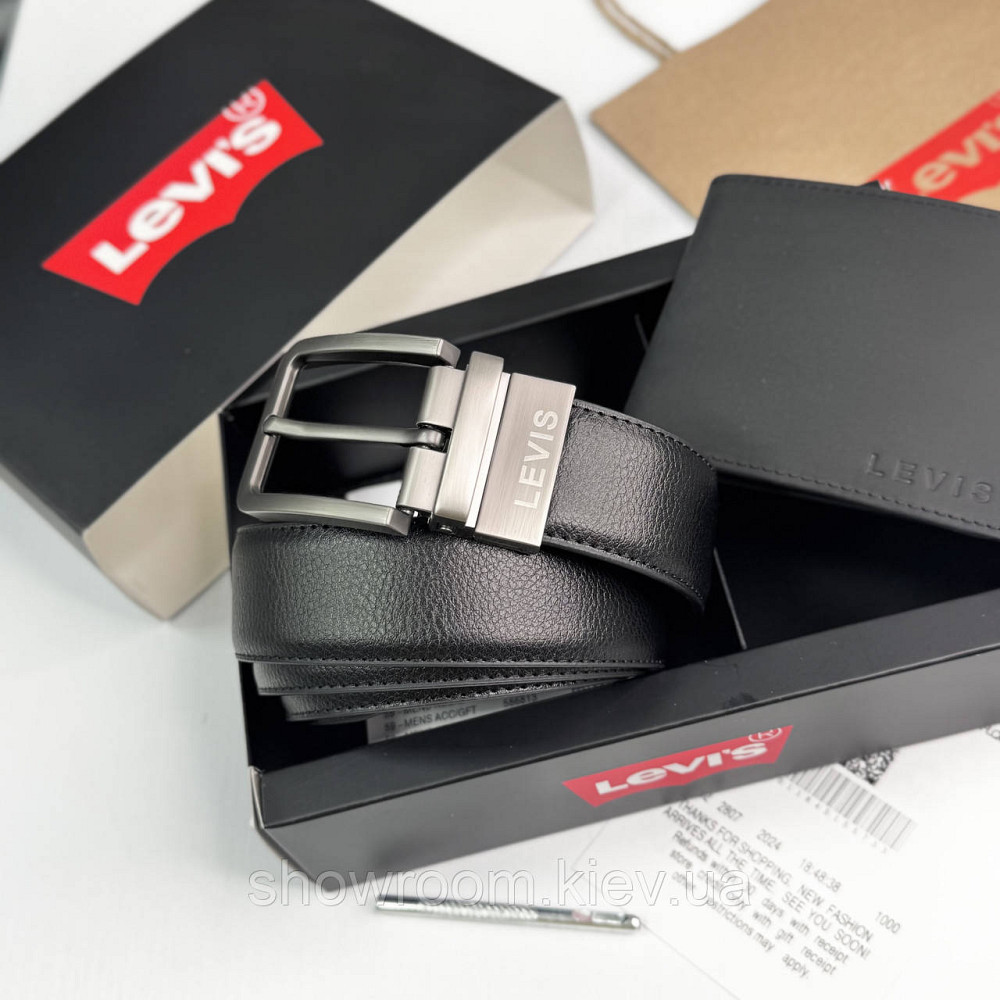 Чоловічий подарунковий набір ремінь та гаманець Levis (519) Київ - фото 11