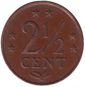 Монета 2,5 цента. 1971 год, Нидерландские Антильские острова. Полтава - изображение 1