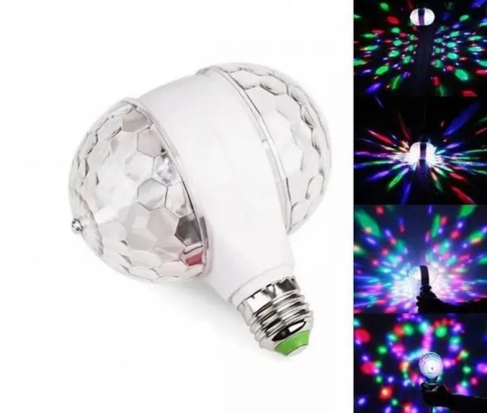 Світлодіодна обертова подвійна лампочка зоряне небо (мультиколірнв) від розетки і цоколя. Київ - фото 1