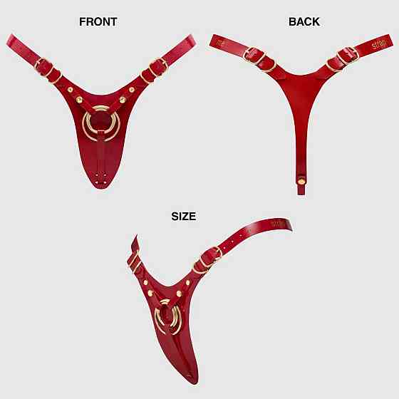 Трусики для страпона Strap-On-Me Leatherette Harness Fabulous - One Size - Red Glossy Sex Aura Київ