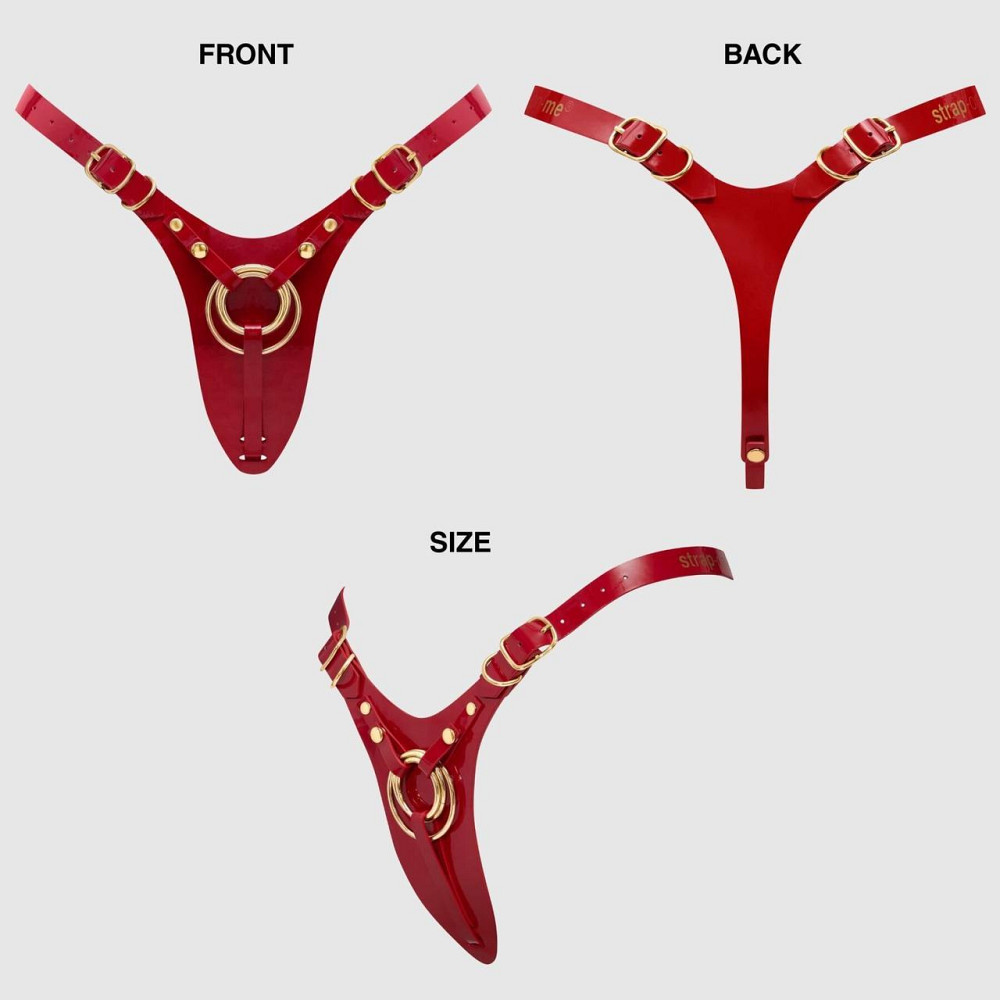 Трусики для страпона Strap-On-Me Leatherette Harness Fabulous - One Size - Red Glossy Sex Aura Київ - фото 6