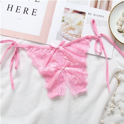 Труси з розрізом рожеві відверті унісекс - розмір універсальний, на зав'язках Київ - фото 1