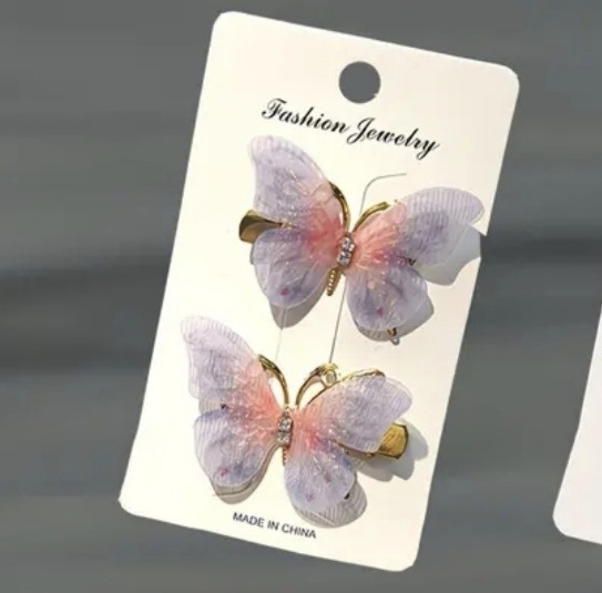 Комплект шпильок "Метелики" 2 шт. Фіолетовий Сміла - фото 2