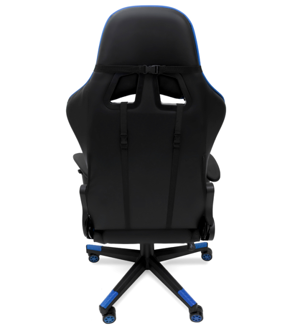 Геймерське комп'ютерне крісло з масажером, ергономічними подушками та підставкою для ніг, Чорний/Синій (G900) Київ - фото 7