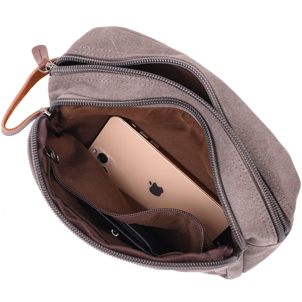 Зручна чоловіча барсетка на два відділення з якісного текстилю Сірий (Vintage) Київ - фото 1