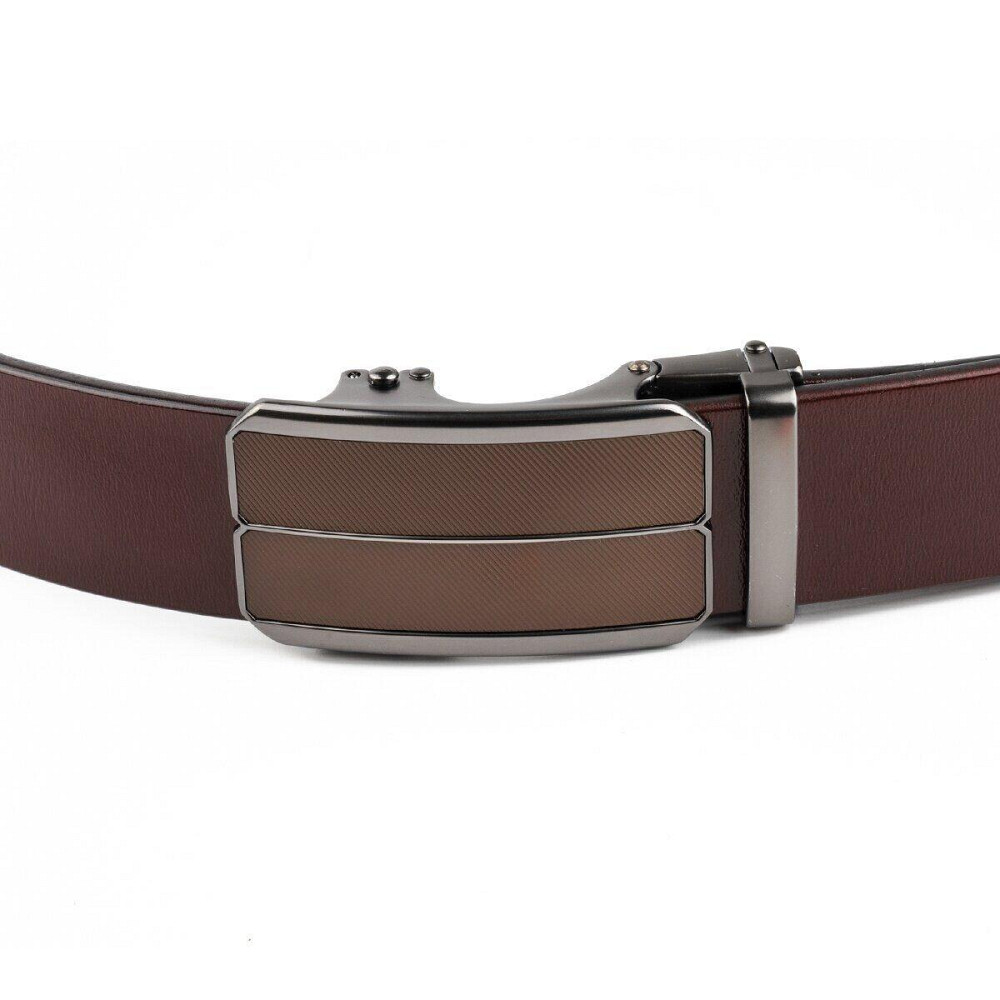 Ремінь чоловічий з коричневою вставкою і затемненим металом Vintage 20280 Коричневий Київ - фото 2