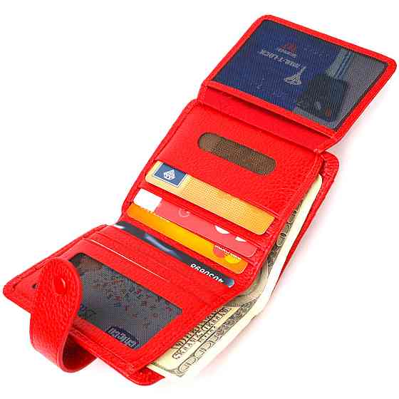 Яскравий жіночий гаманець із натуральної зернистої шкіри Червоний (CANPELLINI) Київ