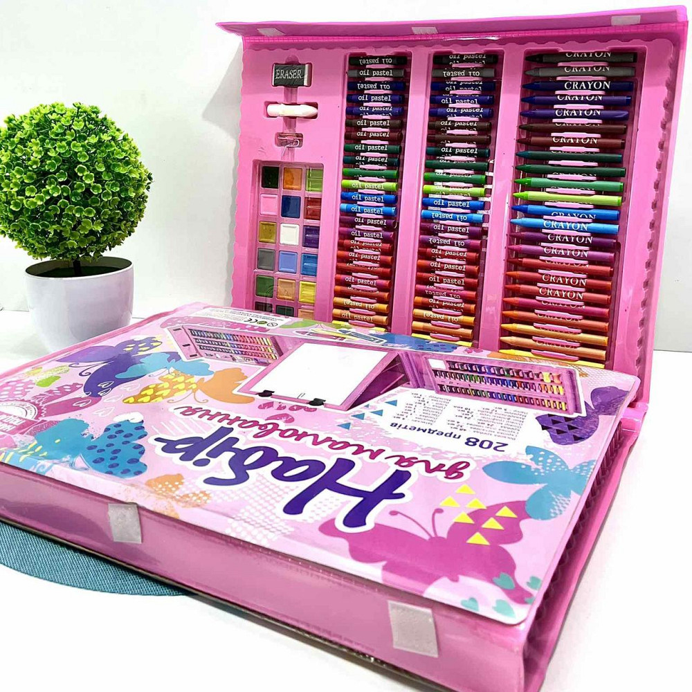 Набір для малювання 208 маркери олівці фарби в валізці Рожевий (C 49385) Чернигов - изображение 2