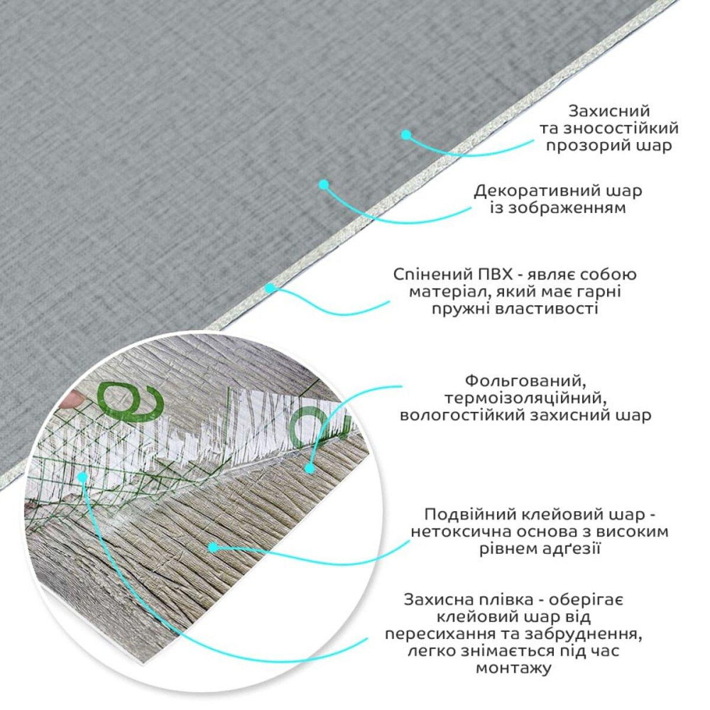 Самоклеюча сіра вінілова плитка в рулоні Київ - фото 2