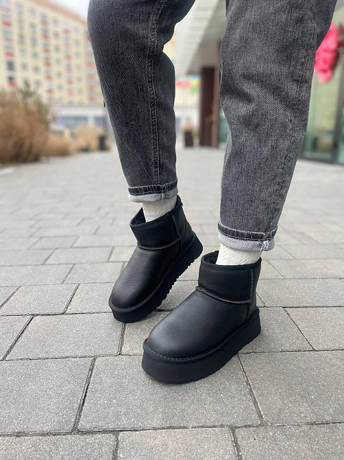 Hengji Угги жіночі HENGJI чорні натуральна шкіра висота 11 см размер 36-40 (T33-1) Коломия - фото 1