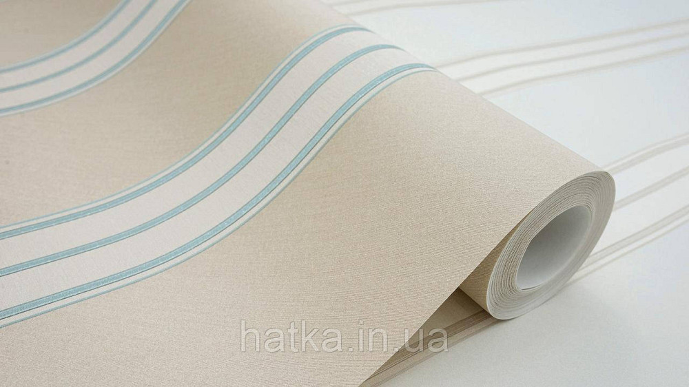 Шпалери метрові вінілові на флізеліні Sintra Classic класика смуги широкі бежеві сріблясто зелені 445327 Київ - фото 2