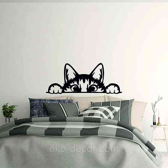 Декоративное настенное 3D Панно «Кот» Декор на стену с объемом (цена за 1 шт) 50*20 см, Черный Киев