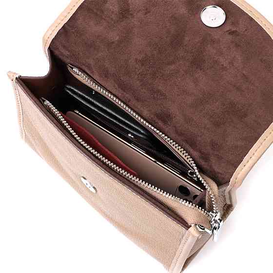 Кожаная женская сумка с полукруглым клапаном Vintage 22257 Бежевая Киев