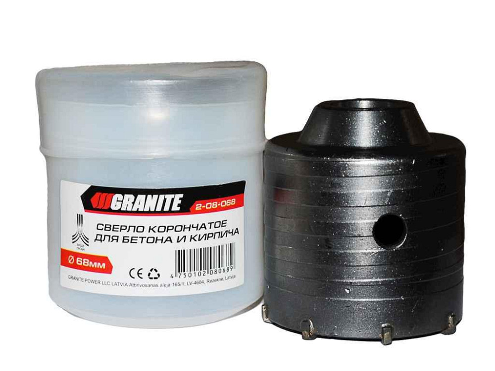 Свердло корончате для бетону 68 мм 8 зубців 2-08-068 ТМ GRANITE Київ - фото 1
