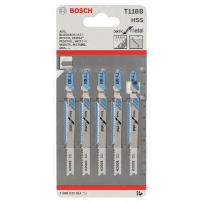 Полотно Bosch по металу T 118 B, 1.9-2.3х92мм, 5шт (2.608.631.014) Вінниця - фото 1