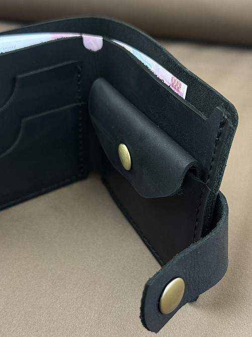 Класичний гаманець із натуральної шкіри SD001 (Чорний) Суми - фото 3