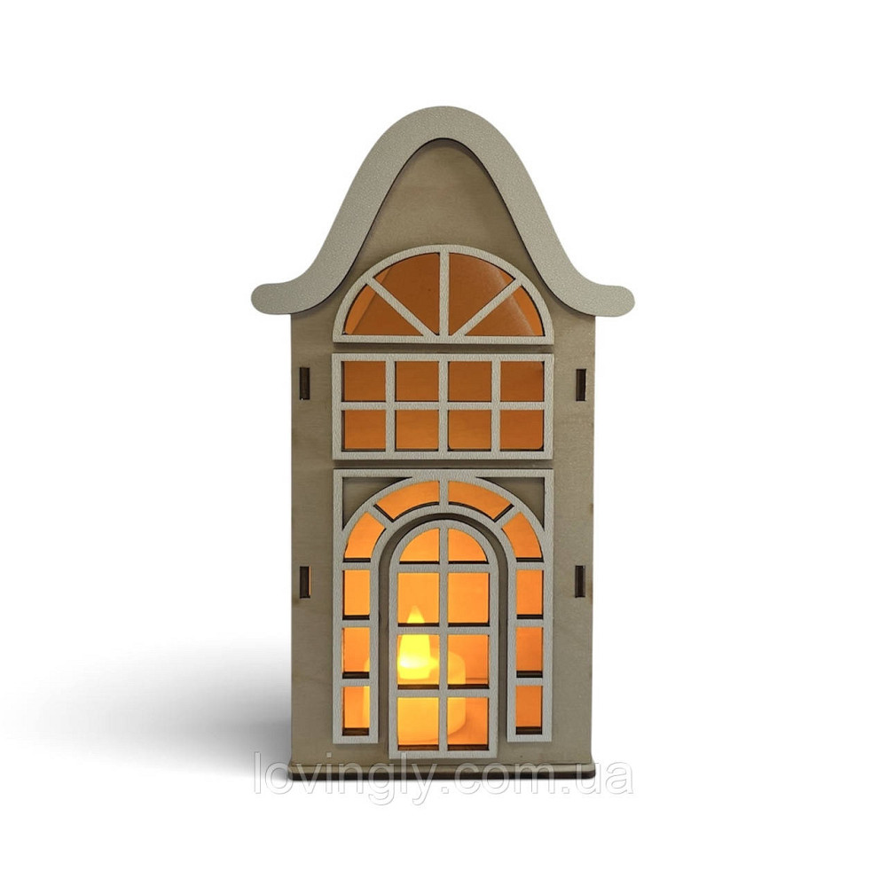 Декоративний будиночок з дерева 22 см , Скандинавський стиль, LED підсвітка Ірпінь - фото 7