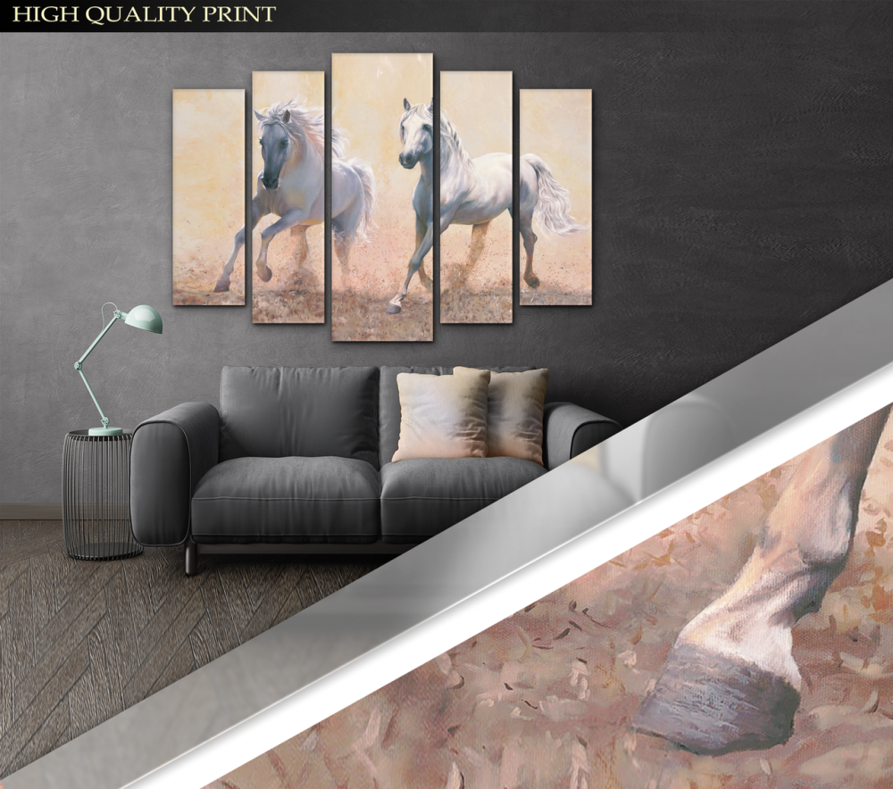 Модульна картина у вітальню / спальню Пара коней мальовані Art-476_5 ( 80х118см ) Київ - фото 3