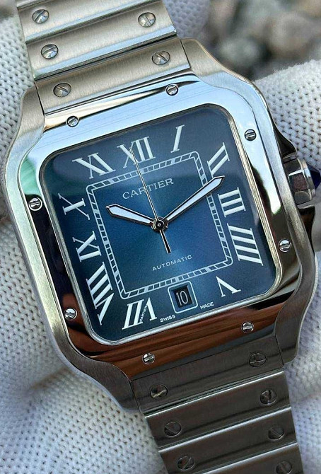 Швейцарський годинник Cartier Santos Silver-Blue Харків - фото 7
