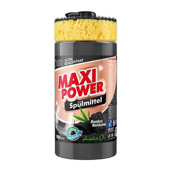 MAXI POWER Засіб для миття посуду 1л Чорне вугілля Гостомель