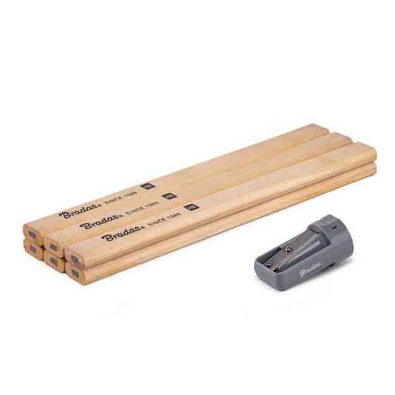 Набір будівельних олівців з точилкою HB 180mm OCTAGON, 6 шт. дерево, DIY-PC2OC18WD/S6B Київ