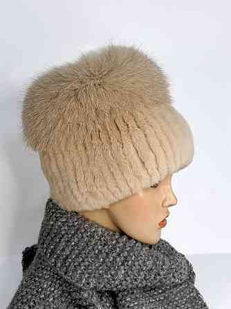 Меховая шапка женская кубанка Анжелика Бежевый Харьков