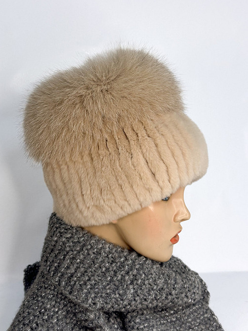 Меховая шапка женская кубанка Анжелика Бежевый Харьков - изображение 3