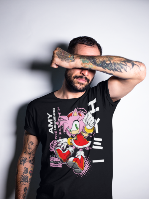 Футболка для мальчика аниме Амй Хедгехог Хероес Соник оверсайз (рост от 165 до 180 ) Черний AnimeJ0142m Днепр - изображение 7