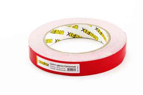 Стрічка клейка двостороння на спіненій основі 19 мм*5м біла UNIFIX Рівне