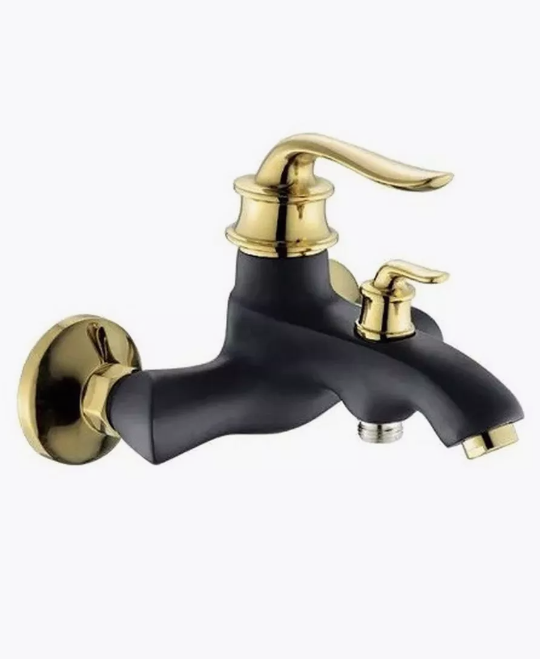 Змішувач для ванни/ душкабіни Zerix Z30219-6 литий короткий вилив чорний із золотом Чернівці - фото 4