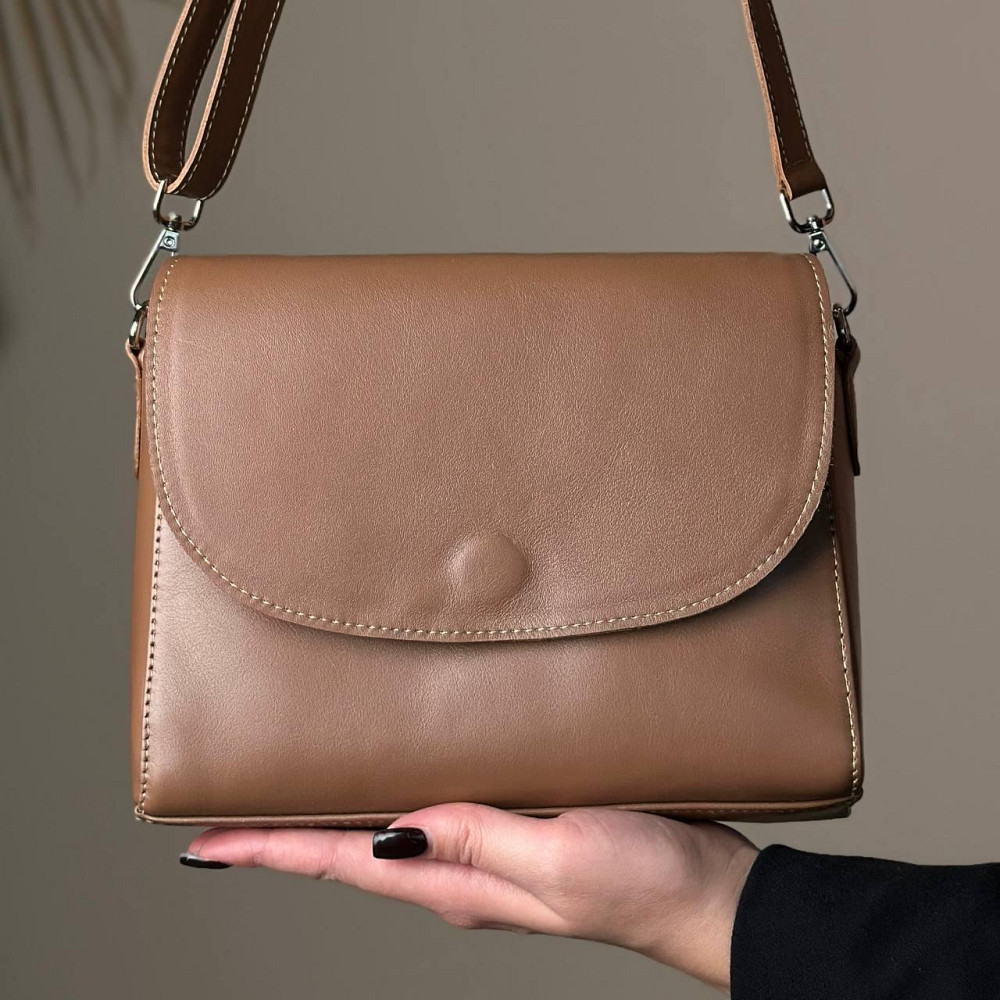Жіноча сумочка, стильна сумка з натуральної шкіри, маленька бежова сумка клачMasterSem Київ - фото 1