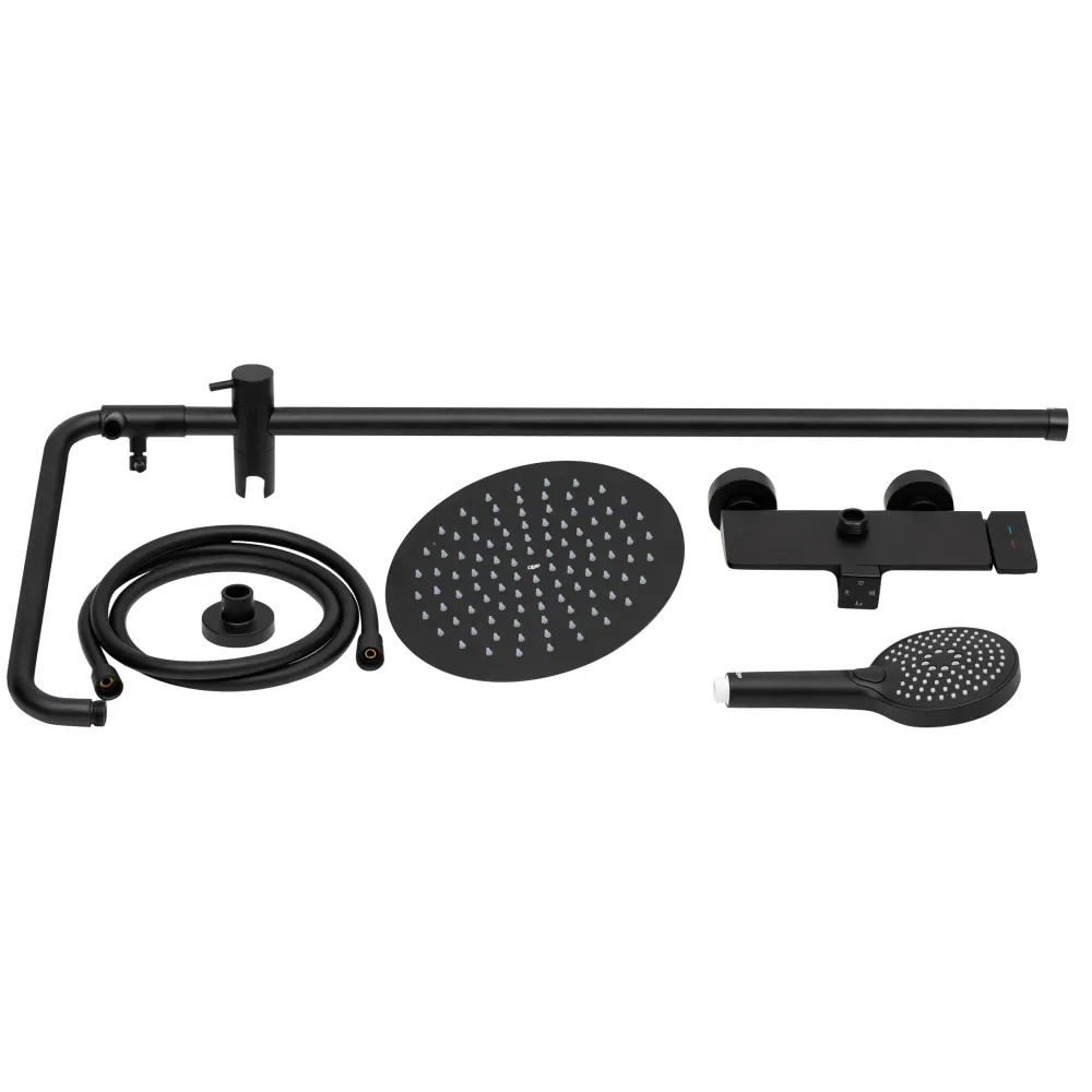 Душова система універсальна Qtap Sloup на три споживачі (з виливом) з поличкою QTSL51105OGB Black Matt Київ - фото 9