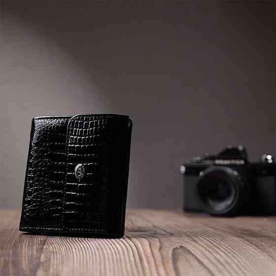 Женский фактурный кошелек из натуральной кожи ST Leather 22706 Черный Киев