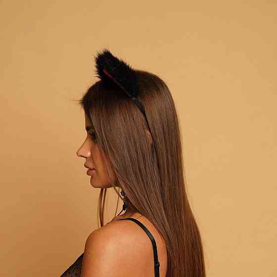 Меховые ушки кошки, Черные с оранжевым OKOVA Sex Aura Киев