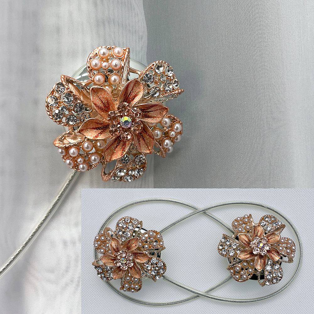 Магніти для штор та гардин "Flowers" набір 2 шт Персиковий (81-235) Київ - фото 1