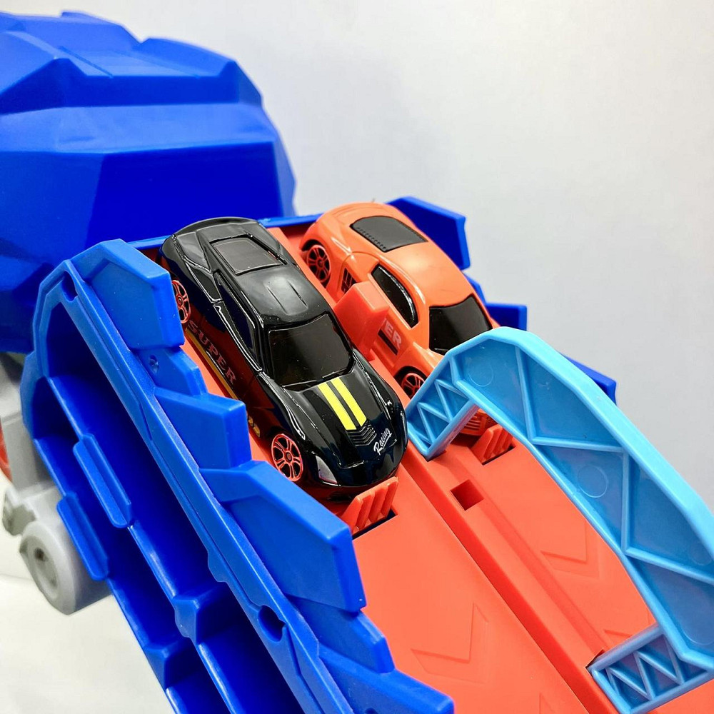 Трейлер у вигляді динозавра з набором машинок 2шт Синій (MH-177) Чернігів - фото 10