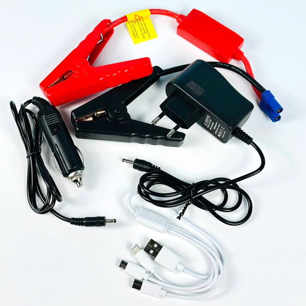 Пускозарядний пристрій бустер Jump Starter QY33 99800mAh 4 USB Чорно-червоний Вінниця - фото 8