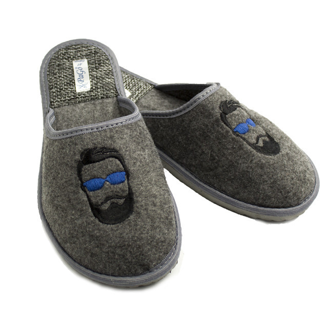 Тапочки домашні чоловічі Повсть PaGo закриті "Бородач Вишивка" сірий Одеса - фото 4