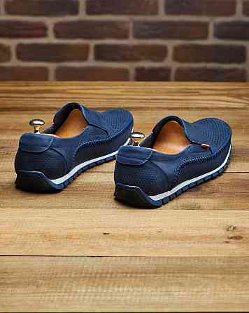 Літні шкіряні туфлі-макасини сині Харків