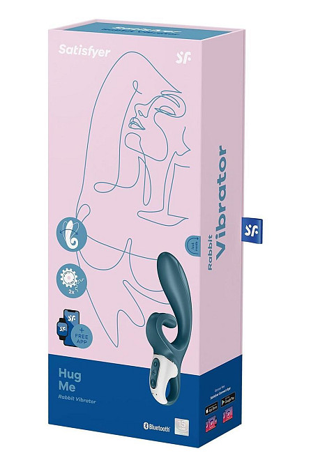 Смарт вібратор-кролик Satisfyer Hug Me Bluegrey, 2 мотори, діаметр 4,2см, широка кліторальна частина Sex Aura Київ - фото 7