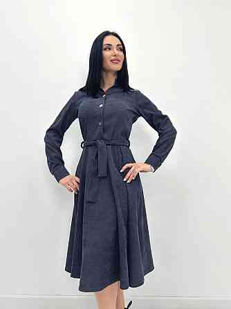 Вельветовое платье миди Ofelia 42-44, Трехнитка начес, Графит Киев